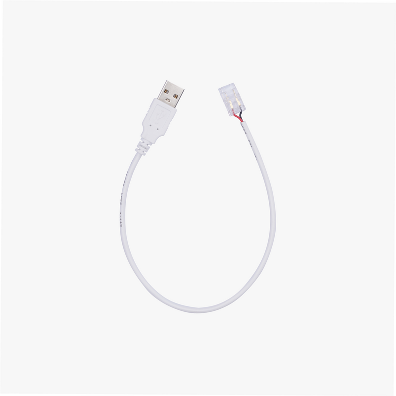 USB-A to 2 Pin 8mm Solderless Quick Connector For White LED